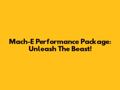 Mach-E Performance Package: Unleash The Beast!