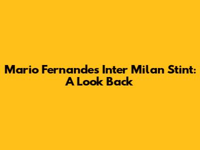 Mario Fernandes' Inter Milan Stint: A Look Back