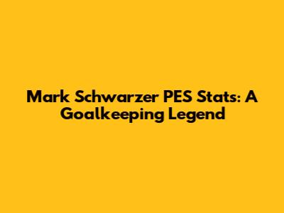 Mark Schwarzer PES Stats: A Goalkeeping Legend