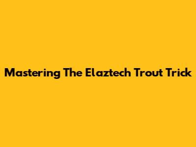 Mastering The Elaztech Trout Trick