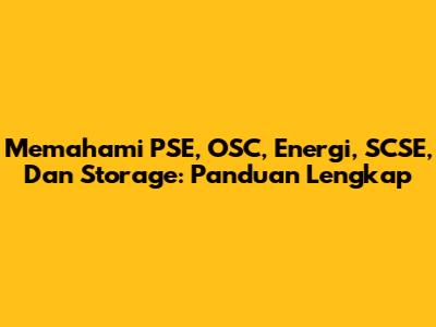 Memahami PSE, OSC, Energi, SCSE, Dan Storage: Panduan Lengkap
