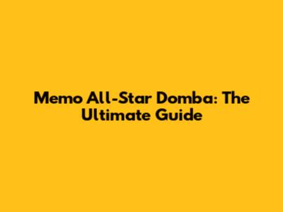 Memo All-Star Domba: The Ultimate Guide