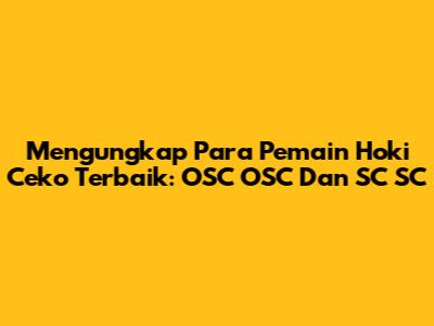 Mengungkap Para Pemain Hoki Ceko Terbaik: OSC OSC Dan SC SC