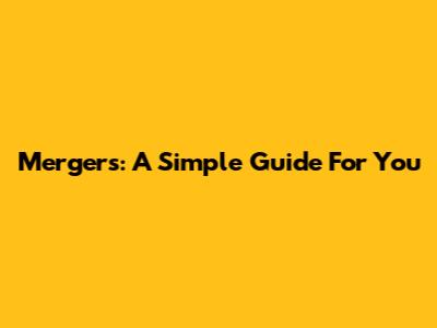 Mergers: A Simple Guide For You