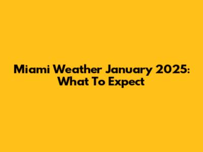 Miami Weather January 2025: What To Expect