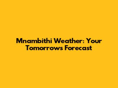 Mnambithi Weather: Your Tomorrow's Forecast