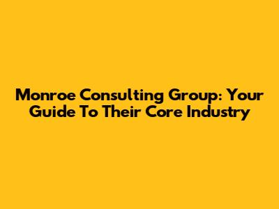 Monroe Consulting Group: Your Guide To Their Core Industry