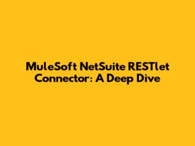 MuleSoft NetSuite RESTlet Connector: A Deep Dive