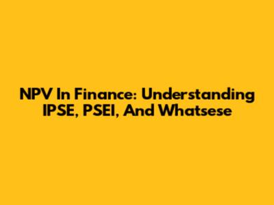 NPV In Finance: Understanding IPSE, PSEI, And Whatsese