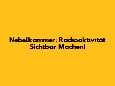 Nebelkammer: Radioaktivität Sichtbar Machen!