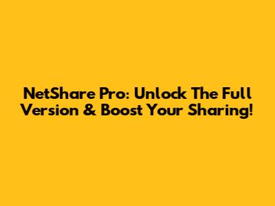 NetShare Pro: Unlock The Full Version & Boost Your Sharing!
