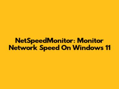 NetSpeedMonitor: Monitor Network Speed On Windows 11