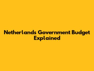Netherlands Government Budget Explained