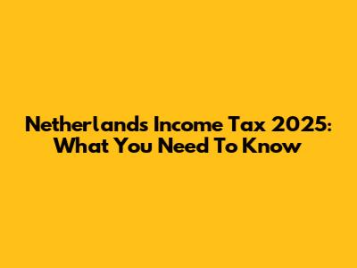 Netherlands Income Tax 2025: What You Need To Know