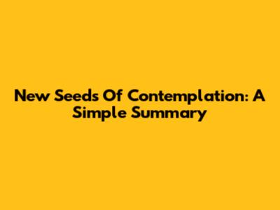 New Seeds Of Contemplation: A Simple Summary