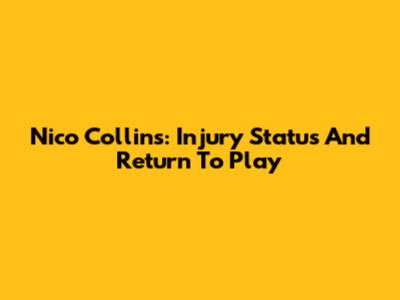 Nico Collins: Injury Status And Return To Play
