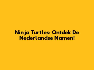 Ninja Turtles: Ontdek De Nederlandse Namen!