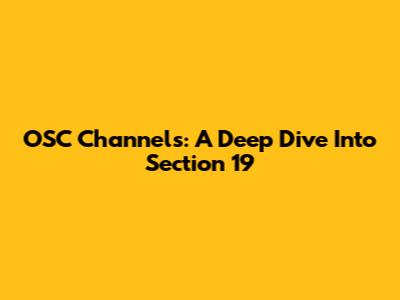 OSC Channels: A Deep Dive Into Section 19