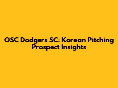 OSC Dodgers SC: Korean Pitching Prospect Insights