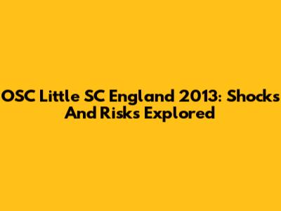 OSC Little SC England 2013: Shocks And Risks Explored