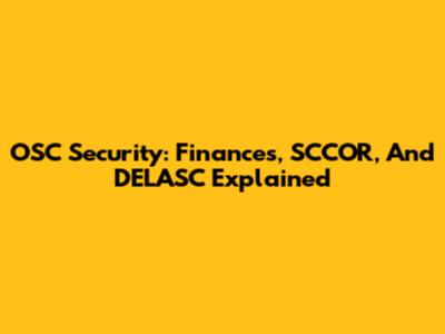 OSC Security: Finances, SCCOR, And DELASC Explained