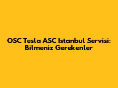 OSC Tesla ASC Istanbul Servisi: Bilmeniz Gerekenler