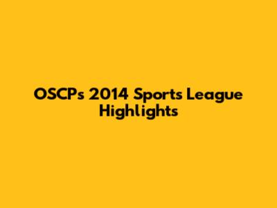 OSCP's 2014 Sports League Highlights