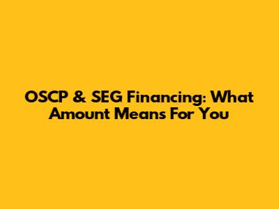 OSCP & SEG Financing: What Amount Means For You