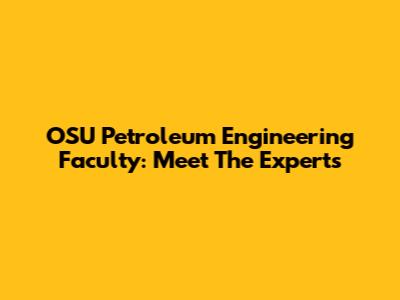 OSU Petroleum Engineering Faculty: Meet The Experts