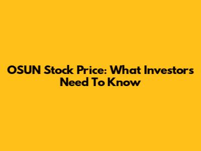 OSUN Stock Price: What Investors Need To Know