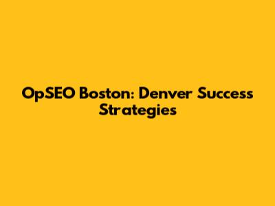 OpSEO Boston: Denver Success Strategies