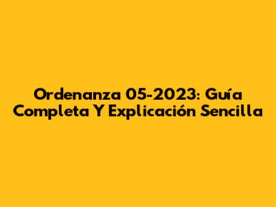 Ordenanza 05-2023: Guía Completa Y Explicación Sencilla