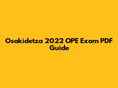 Osakidetza 2022 OPE Exam PDF Guide