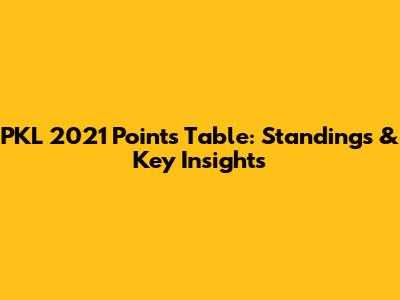 PKL 2021 Points Table: Standings & Key Insights