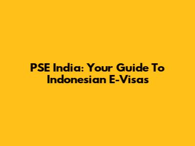 PSE India: Your Guide To Indonesian E-Visas