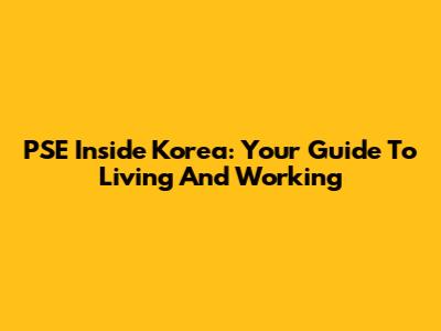 PSE Inside Korea: Your Guide To Living And Working