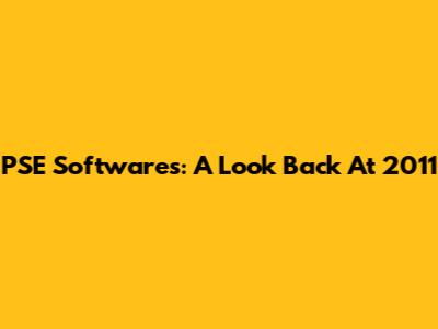 PSE Softwares: A Look Back At 2011