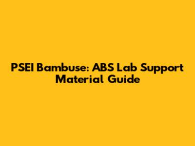 PSEI Bambuse: ABS Lab Support Material Guide