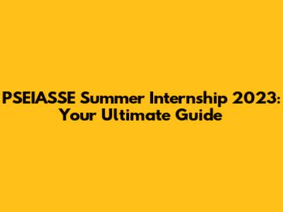 PSEIASSE Summer Internship 2023: Your Ultimate Guide