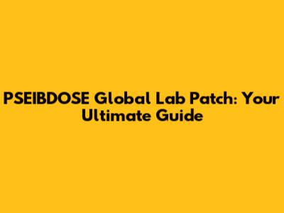 PSEIBDOSE Global Lab Patch: Your Ultimate Guide