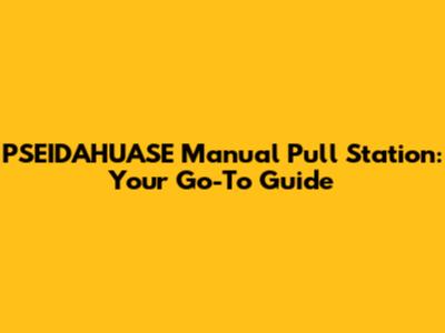 PSEIDAHUASE Manual Pull Station: Your Go-To Guide