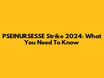PSEINURSESSE Strike 2024: What You Need To Know