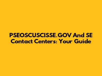 PSEOSCUSCISSE.GOV And SE Contact Centers: Your Guide