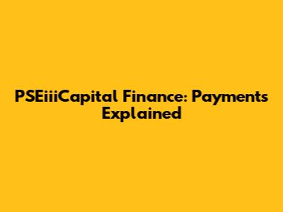 PSEiiiCapital Finance: Payments Explained