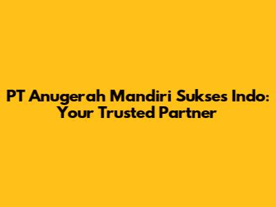 PT Anugerah Mandiri Sukses Indo: Your Trusted Partner