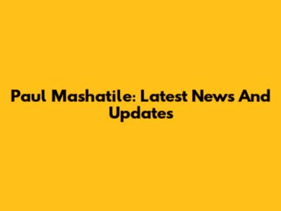Paul Mashatile: Latest News And Updates