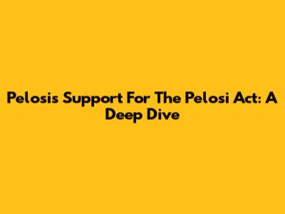 Pelosi's Support For The Pelosi Act: A Deep Dive