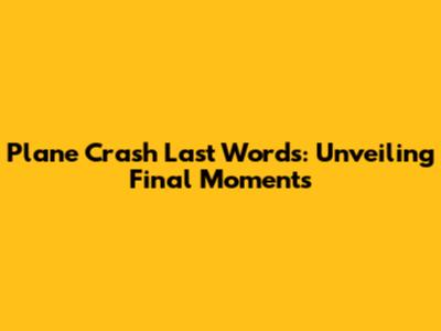 Plane Crash Last Words: Unveiling Final Moments