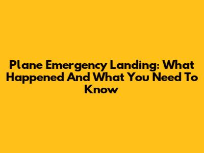 Plane Emergency Landing: What Happened And What You Need To Know