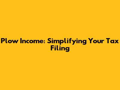 Plow Income: Simplifying Your Tax Filing